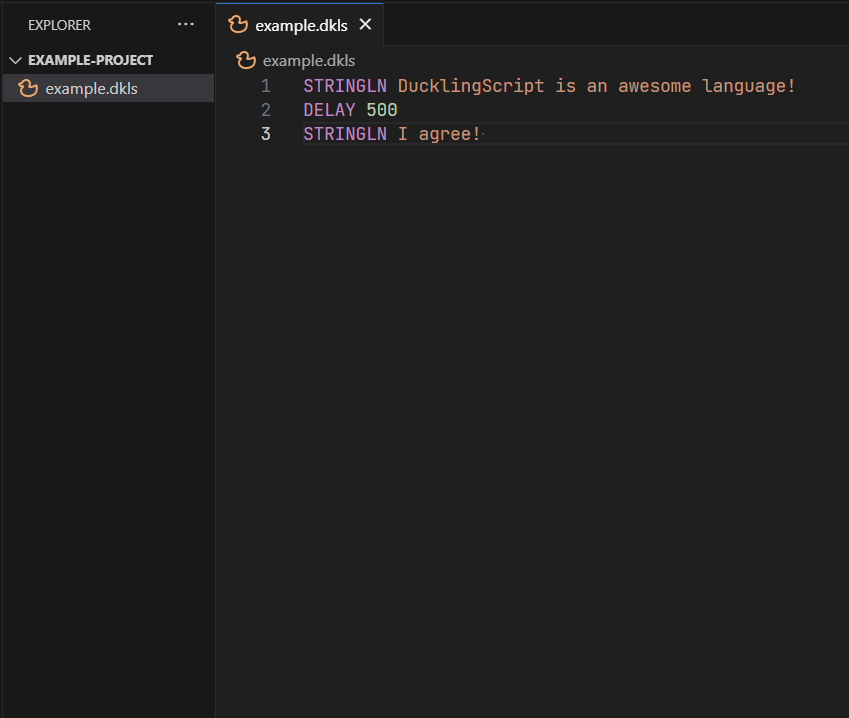 ducklingscript working inside the vs code